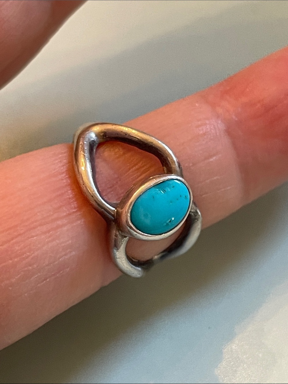 Sterling Silver Sleeping Beauty Turquoise Oval Ring - Women's Blue Gemstone Band